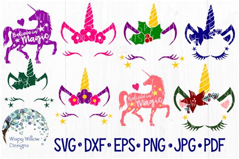 Download Free Unicorn Bundle, Christmas, Magic, Flower SVG/DXF/EPS/PNG/JPG/PDF Cameo